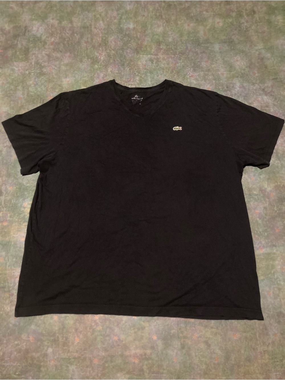 10R/4XL Lacoste 100% Pima Cotton V-Neck Black T-Shirt, Peruvian Cotton Peru Made